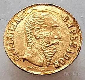 Moneta ORO IMPERIO MEXICANO 1865 MAXIMILIANO