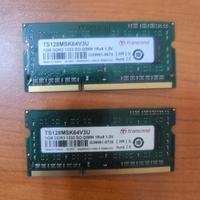 Due moduli Transcend TS128MSK64V1U 1GB DDR3 So-Dim