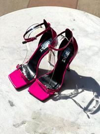 Versace Calfskin Ankle-Strap Stiletto Sandals