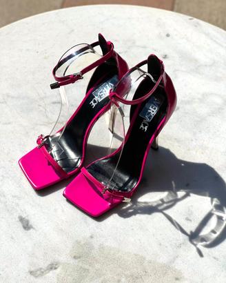 Versace Calfskin Ankle-Strap Stiletto Sandals