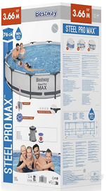 Bestway 56416-4 Set Piscina Fuori Terra Steel Pro