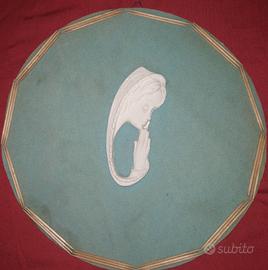 Quadretto rotondo Madonnina  gesso diametro 26 cm