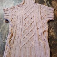 Maglione donna rosa maniche corte collo alto