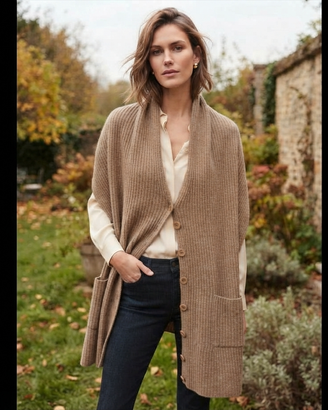 ActiveCASHMEREtgUmaxiSTOLA/GILETin100%puroCASHMERE