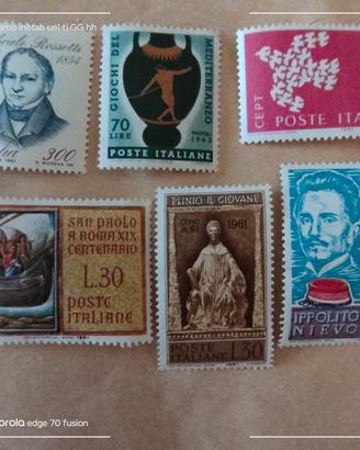 6 francobolli italiani nuovi del 1961/63