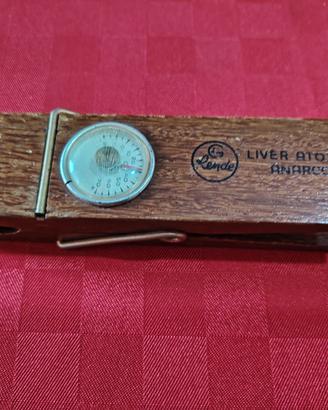 Fermacarte molletta vintage legno con termometro