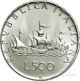 Italia 500 Lire Argento Caravelle 1958-66 R