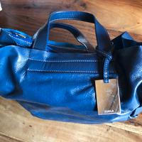 Borsa in pelle blu Furla modello grande