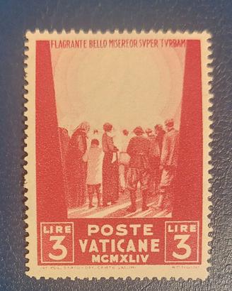 1945 – Vaticano – Lire 3 carminio – Opere di Carit