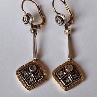 splendidi orecchini in oro 18 kt e argento anni 40