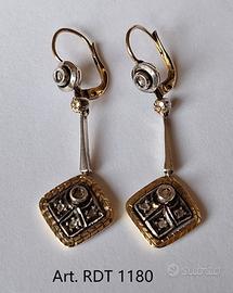 splendidi orecchini in oro 18 kt e argento anni 40