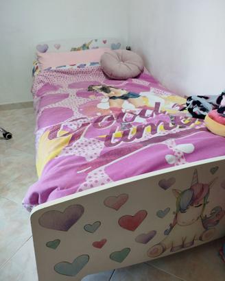 Cameretta Completa Bambina a tema Unicorno (Letto,