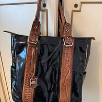 Borsa Jacono nera in pelle lucida
