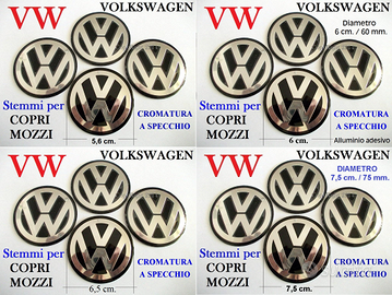 VOLKSWAGEN Copri Mozzi 5,6 6 6,5 7,5 cm VW TAPPI