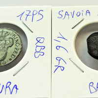 2 MONETE ARGENTO E BRONZO SAVOIA 1/2 E 10 SOLDI