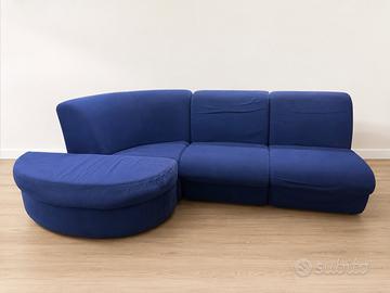 Divano artigianale a moduli componibile colore blu