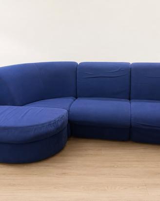 Divano artigianale a moduli componibile colore blu