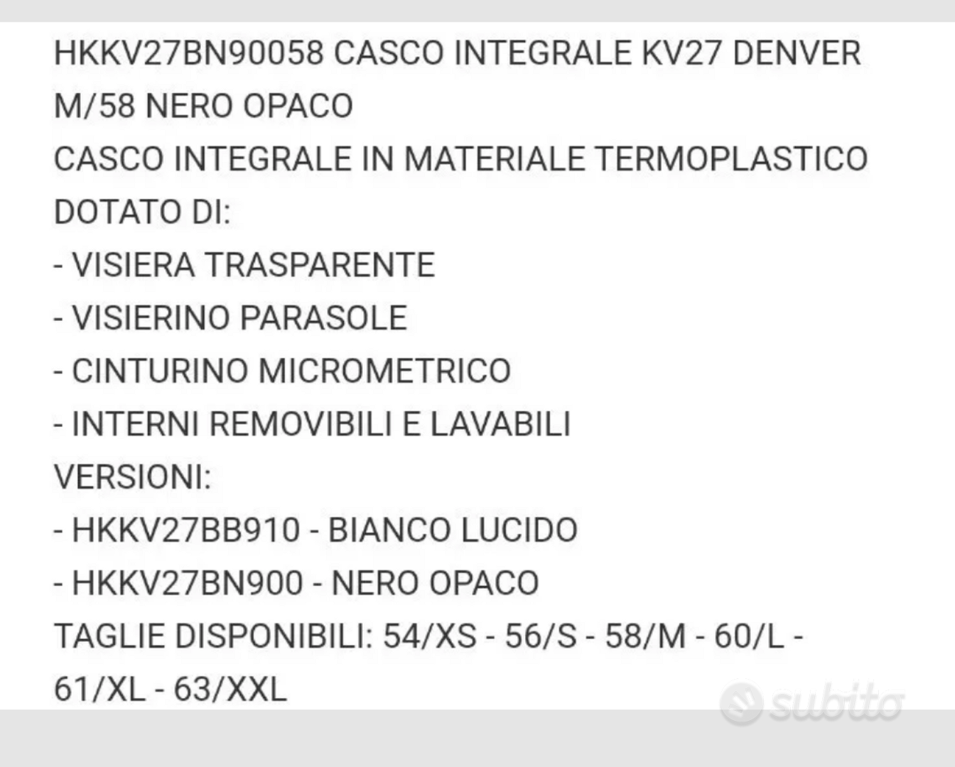 Casco Kappa per moto e scooter Integrale Kv27 Denver Bianco