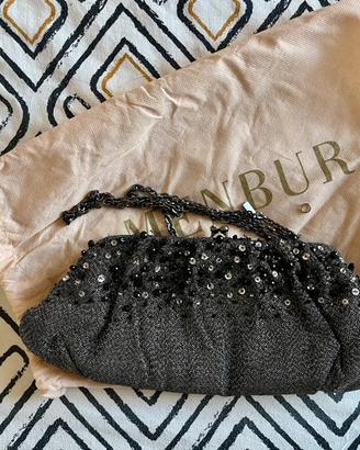 Clutch nera Menbur con perline e paillettes