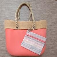 O bag rosa salmone con manici in corda 