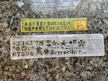 lotto 2 vecchi normografi a righello da scuola