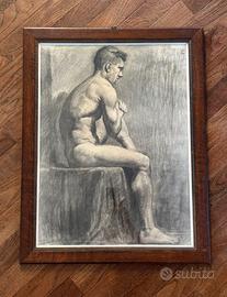 Disegno accademico di nudo maschile Francia 1938