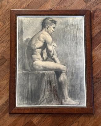 Disegno accademico di nudo maschile Francia 1938