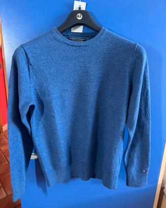 Maglione Tommy Hilfiger Uomo 100% Lana Blu