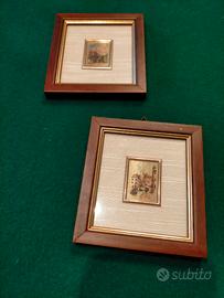 SET DI DUE QUADRETTI IN CROMOLITOGRAFIA FOGLIA ORO
