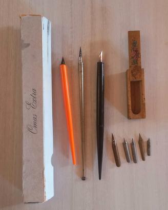 Lotto Scrittura OMAS Extra Scatolina legno/Pennini
