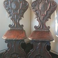 SEDIE ANTICHE-SGABELLO IN NOCE EPOCA '800 SCOLPITE