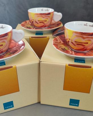 Tre tazze THUN di porcellana per cappuccino o the