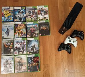 Xbox 360 con giochi e 3 controller