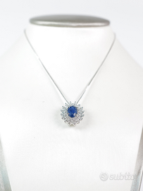 Collana fiore in oro con zaffiri e diamanti