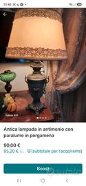 antico lume in antimonio con paralume 