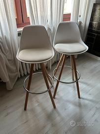 Coppia sgabelli stile scandinavo - bianco e legno