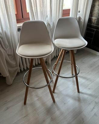 Coppia sgabelli stile scandinavo - bianco e legno