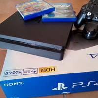PlayStation 4 slim+2 joypad+caricatore+2giochi ps4