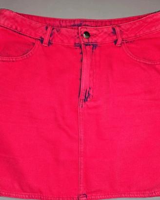 Minigonna jeans fucsia Tezenis effetto acid wash