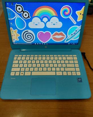 PC portatile HP azzurro tasti bianchi