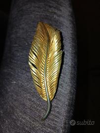 spilla vintage a forma di piume