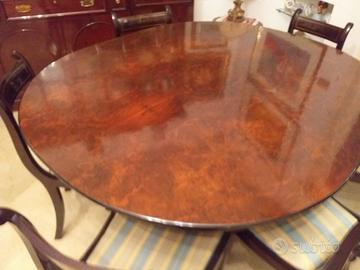 Tavolo in radica di noce massello + 6 sedie