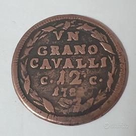Moneta Antica Regno di Napoli 1 grano cavalli 1789