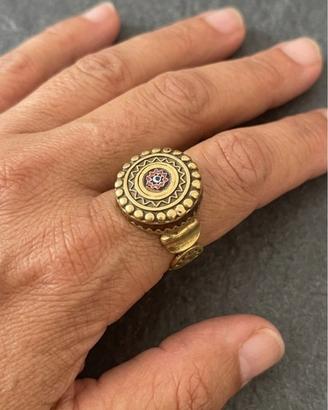 Anello Vintage Artigianale con Murrina mont.incisa