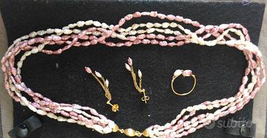Collana Girocollo Perle di fiume + ORECHINI + ANEL
