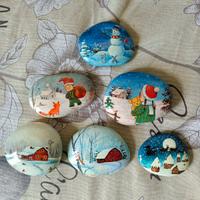 Natale Decorazione Sassi dipinti a mano natalizi