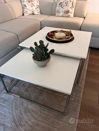 Tavolino da salotto 2x bianco con gambe argento