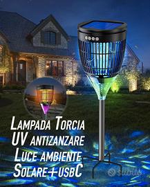 Luce UV Antizanzare Solare  4200V  Torcia Ambiente