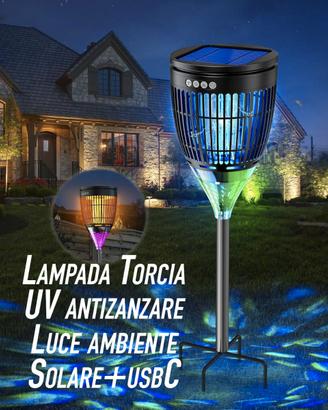 Luce UV Antizanzare Solare  4200V  Torcia Ambiente
