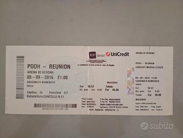 Biglietto usato concerto Pooh Reunion 2016
